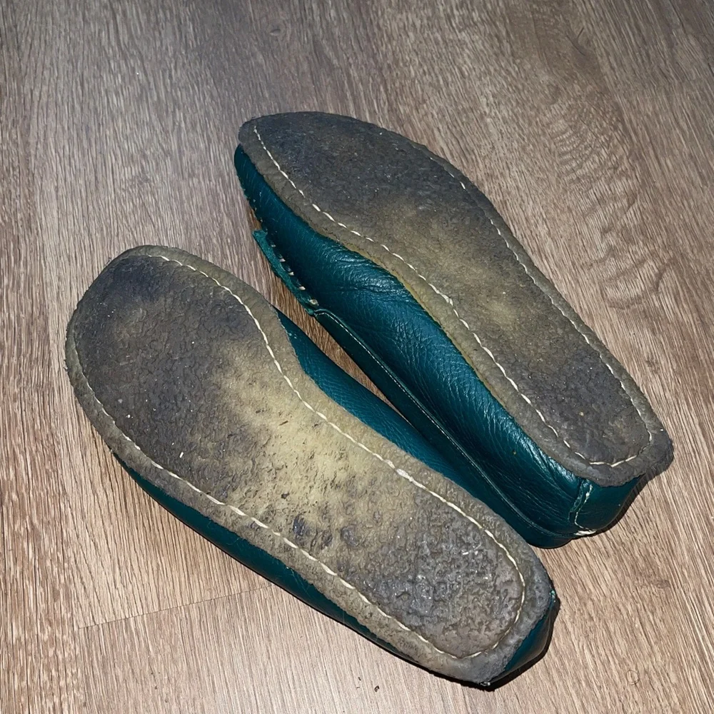 J.Crew amend green unlined leather moccasin slip-on loafers. 7